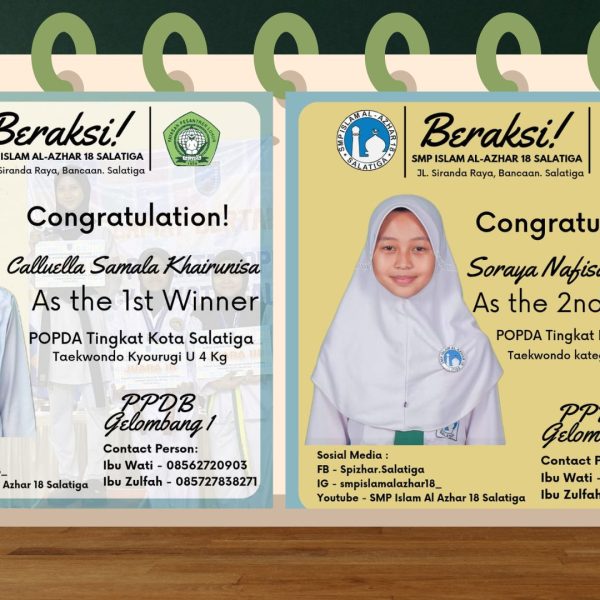 Dua Siswi SMP Al Azhar Raih Juara di Ajang Lomba POPDA 2025 Cabang Olahraga Karate